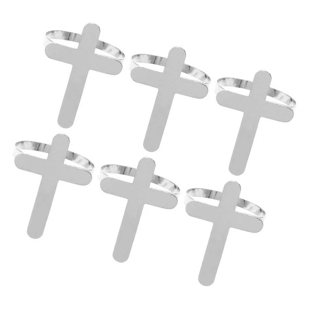 

6Pcs Cross Napkin Holders Metal Napkin Rings Decorative Dining Table Wedding Party Banquet Decor Serviette Ring