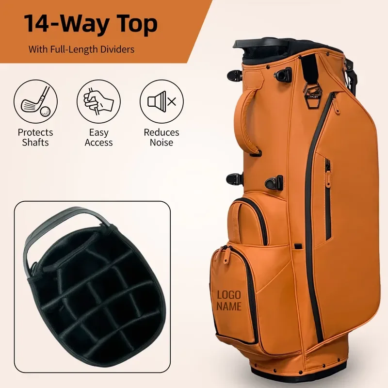 ASL GOLF Stand Bag Waterproof PU Leather Large Capacity Removable Pocket Custom Logo Durable Golfing Equipment Accessories