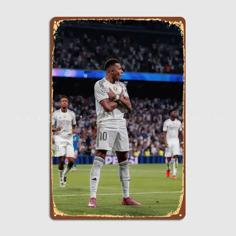 Kylian Mbappé Football Player Poster Metal Posters Living Sign Indoor Outdoor Room Decoration Home Bar Decor Wall Decor