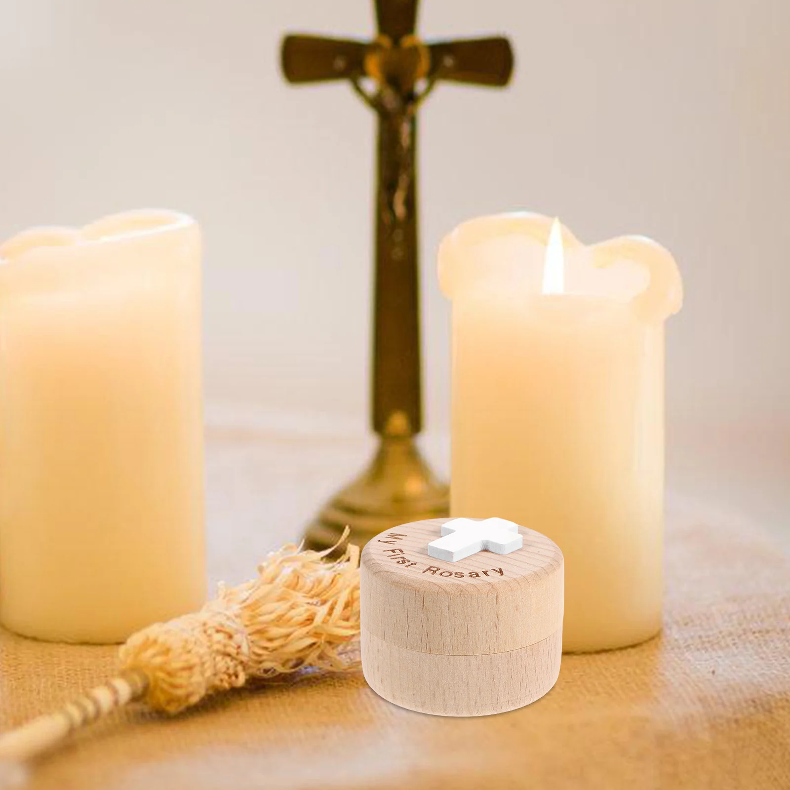 

Rosary Wooden Box Jewelry Organizer Vintage Elegant Gift for Special Occasions Exquisite Engraved Retro Pattern Home Decoration