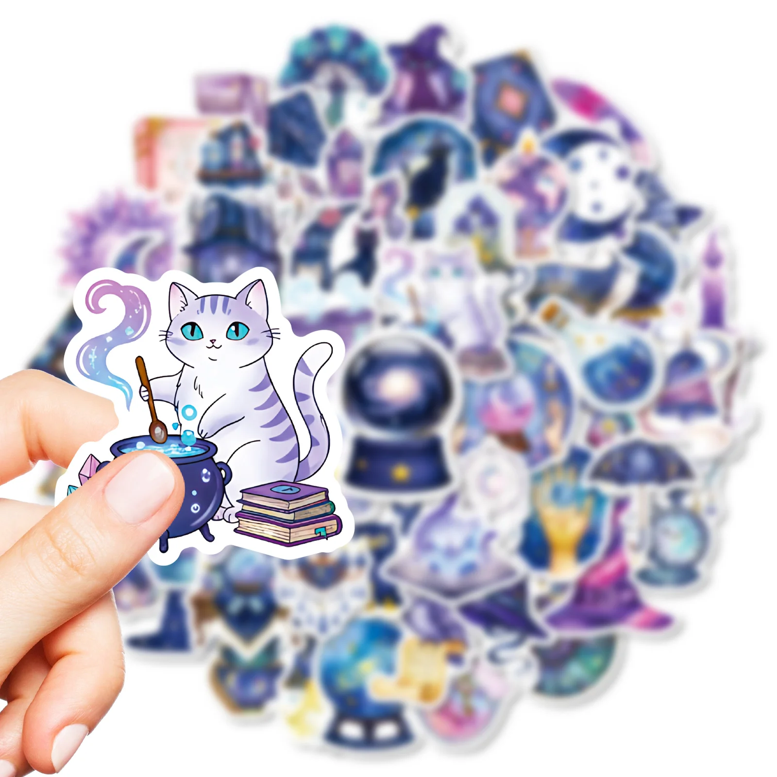 56 ملصقًا سحريًا بألوان مائية، ديكورات مجلة إبداعية ومتعددة الاستخدامات على الورق الأرجواني، ملصقات جرافيتي مقاومة للماء