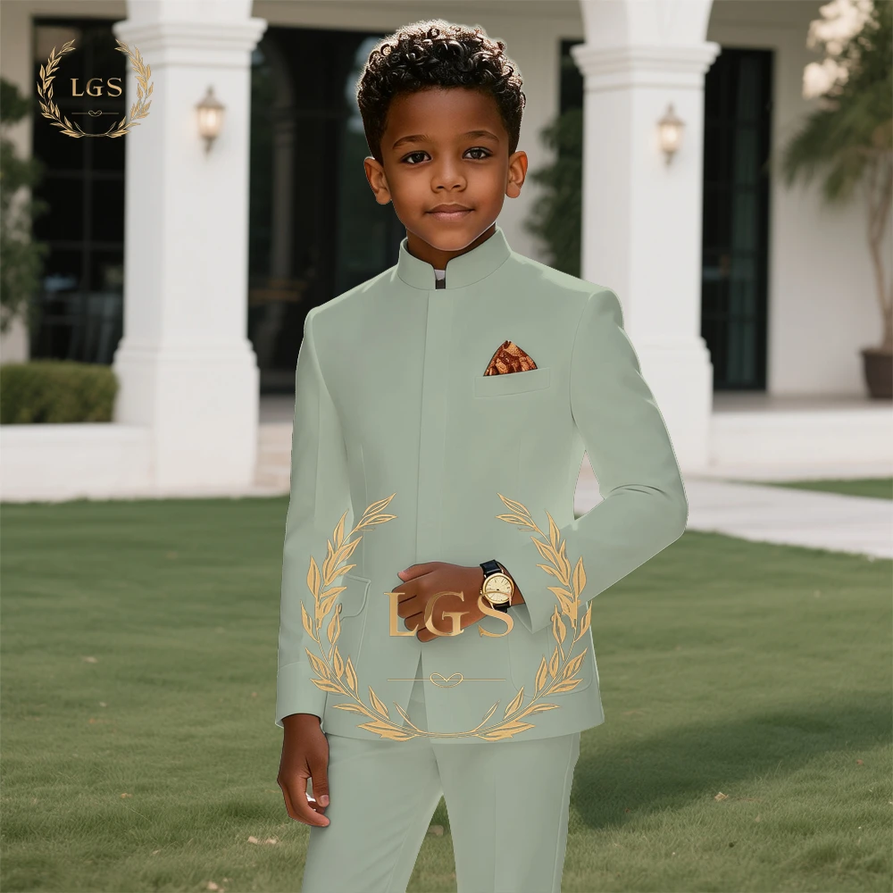 

Boys' Custom Classic 2-Piece Suit – Stand Collar Blazer & Trousers for Weddings, Parties & Ceremonies