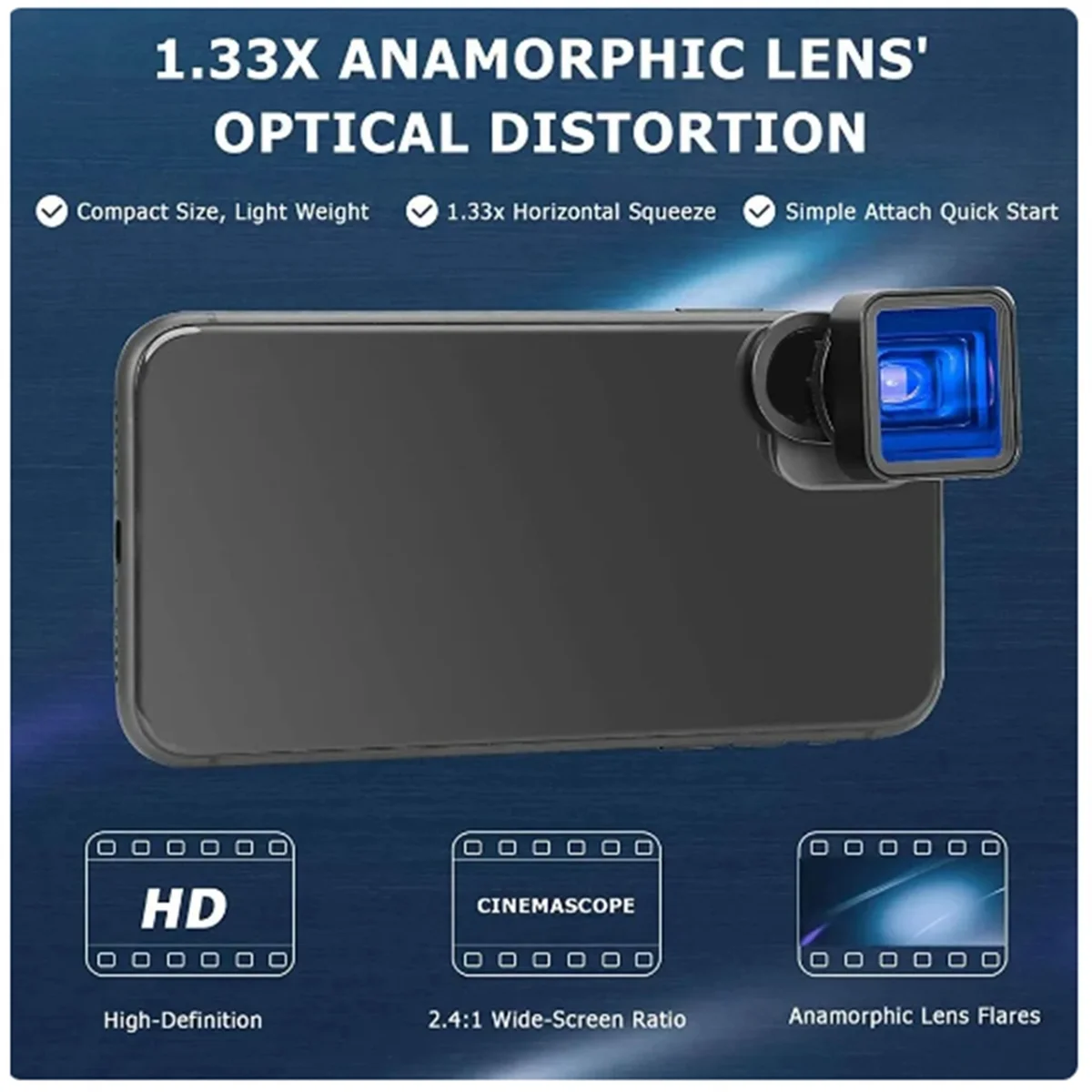 1.33X Anamorphic Lens Filmmaking Phone Camera Lens Mobile Phone Video Widescreen Movie Lens By Filmic Pro App