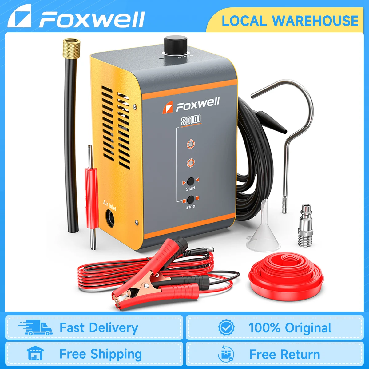 FOXWELL SD101 Smoke Leak Detector 12V EVAP Smoke Machine Tool Car Fuel Pipe Leak Detector Tester Auto Oil Pipe Smoke Generator