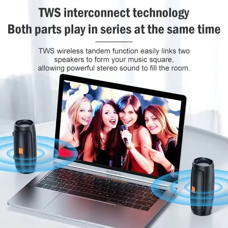 J007 Bluetooth Speaker Dual Speaker Stereo Outdoor Tfusb Playback Voice Broadcasting Portable Subwoofer 50 Wireless Speaker