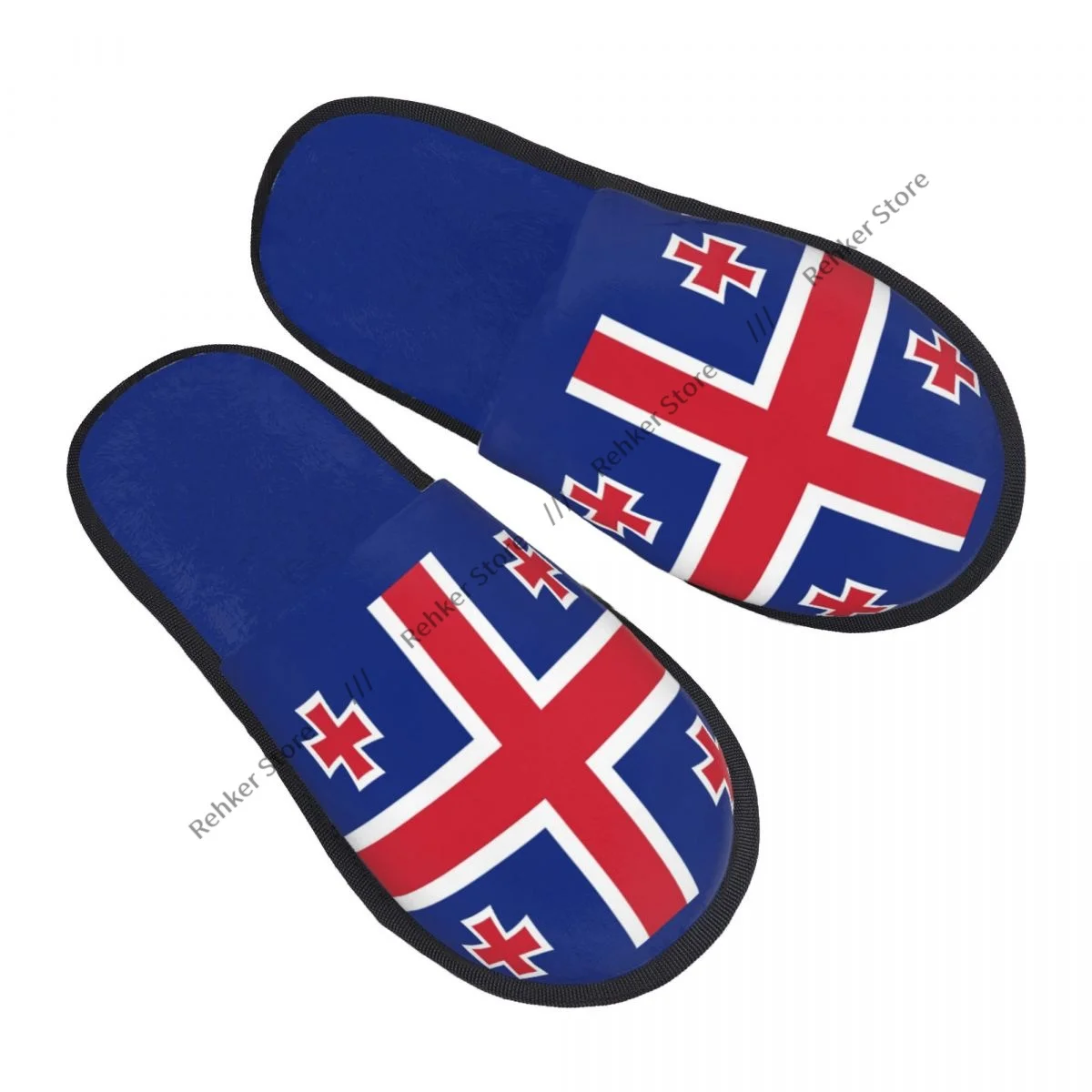 Winter Warm Women Men Plush Flat Indoor Slippers Flag Of Georgia In The UK Style Furry Home Non-slip Shoes