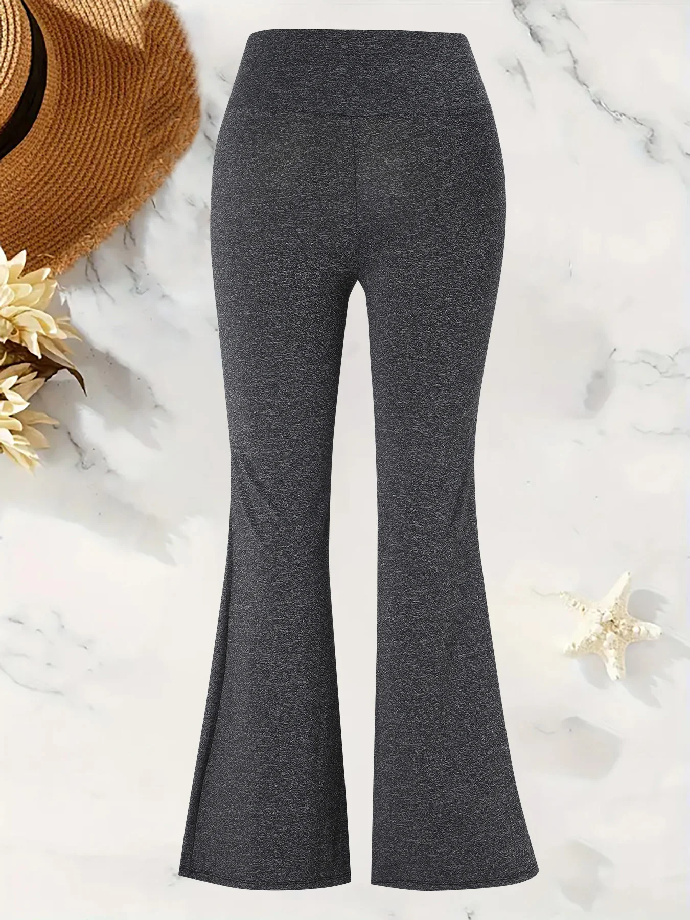 Directional + Wide-Waisted Flared Pants, Solid Color Flared Pants, Single-Piece, Versatile High-Waisted Slim Pants for Spring & Fall, Women's Clothing