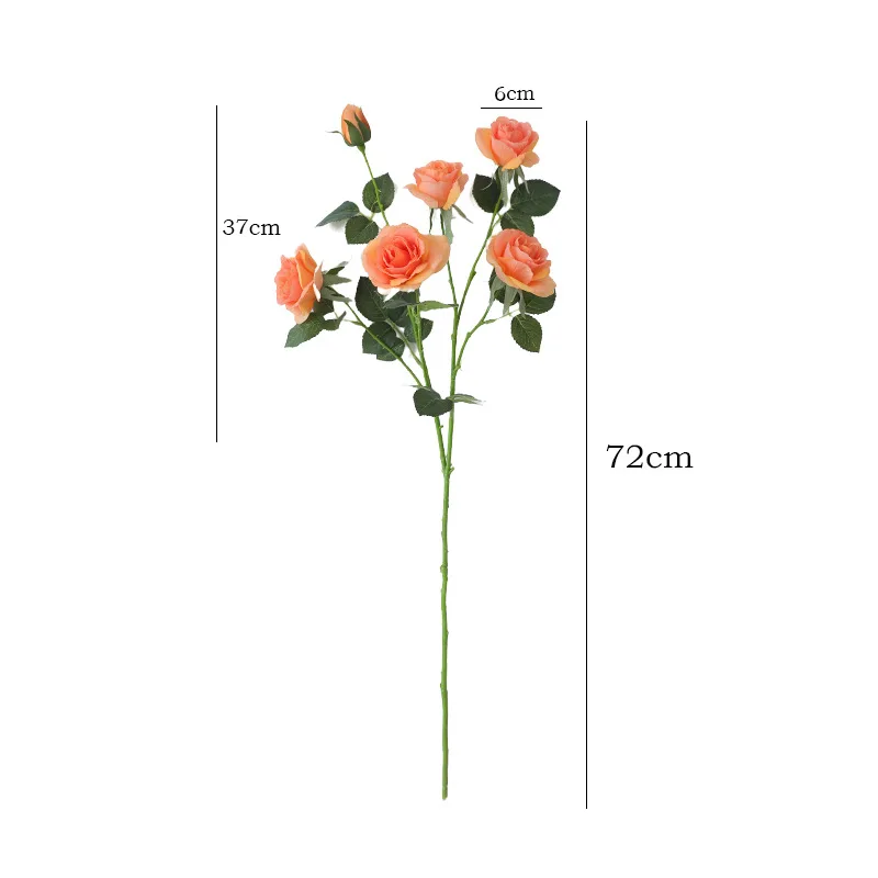 72CM Artificial 6-head Tactile Moisturizing Rose Home Decoration Living Room Artificial Flower Photography Prop