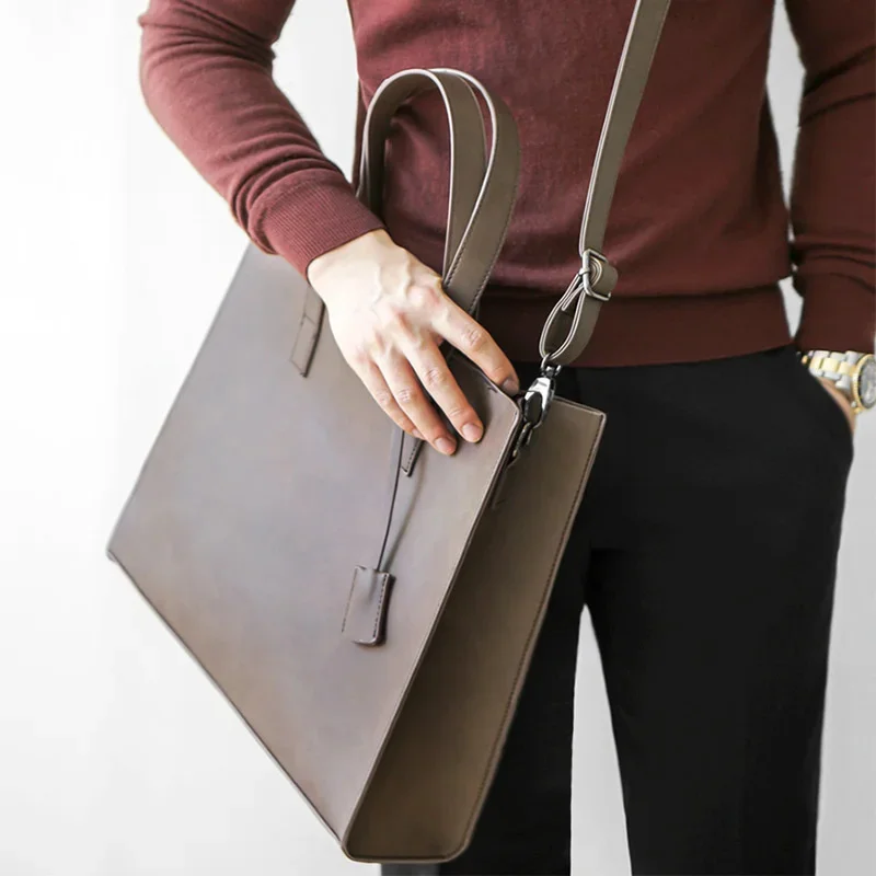 Korean Style Leather Men Tote Fashion Retro Handbag Weekend Male Shoulder Casual Crossbody Bag