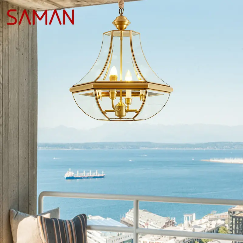 

SAMAN Brass Garden Pendant Lamp Copper LED Waterproof IP65 Outdoor Modern E27 220V 110V Porch Courtyard Balcony