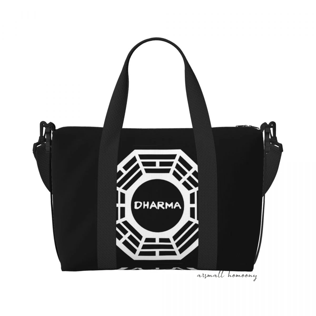 Dharma Initiative Logo (Lost TV Show) Travel Duffel Bag Personalized Weekender Bags with Shoulder Strap Sports Gym Overnight Bag