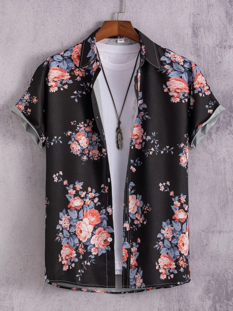 

2025 New Men's Short Sleeve Shirt Comfortable Casual Art Print Pattern