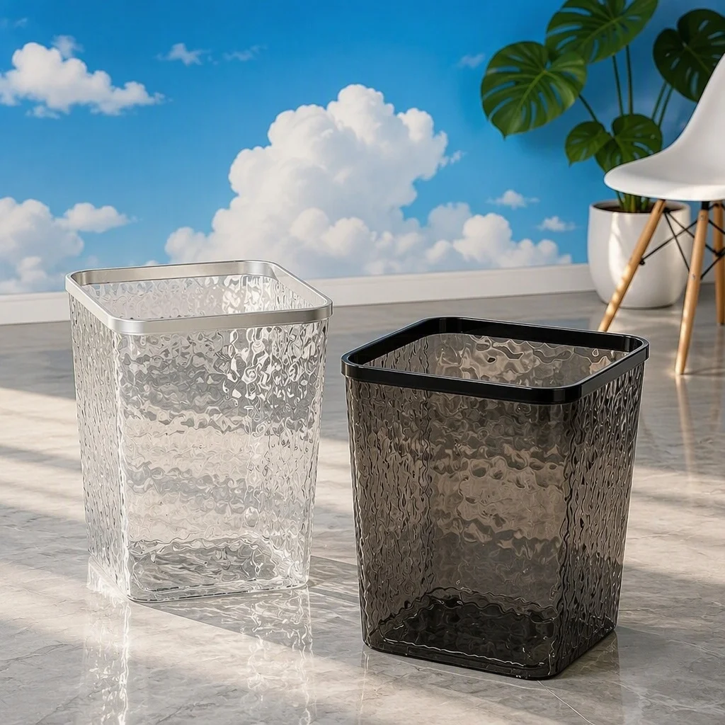 10.6inch PET Translucent Trash Can Waste Bin Light Luxury Premium Quality Collection Display Decorative Showpiece Home Gift