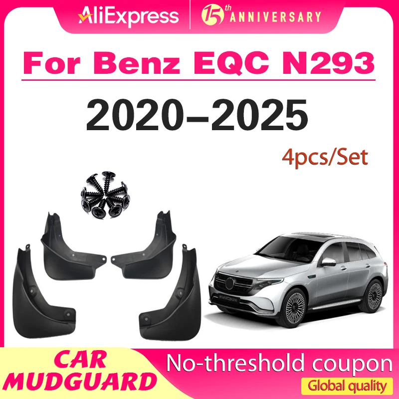 

4pcs Mudflaps for Mercedes-Benz EQC N293 400 2020~2025 Car Mud Flaps Splash Guards Cover Mudguards Front Rear Fender Accessories