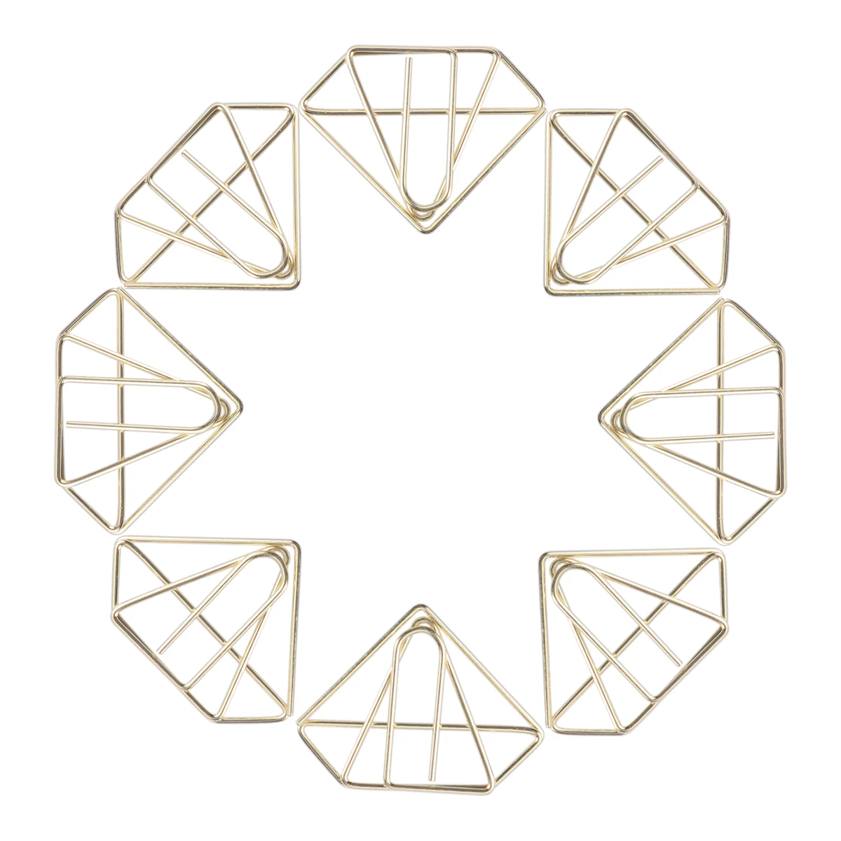 

8 Pcs Clips Bright Diamond Design Nonskid Metal Surface Corrosion Resistant Office Stationery Bright Diamond Paperclips Golden