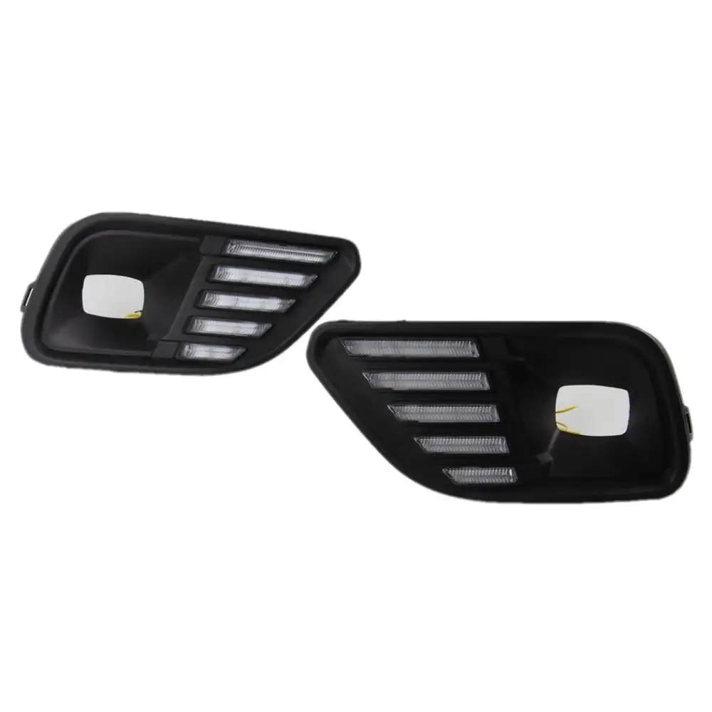 

Дневные ходовые огни July King для Jeep Cherokee 2019+, 6000K LED DRL с рамкой + последовательные желтые поворотники