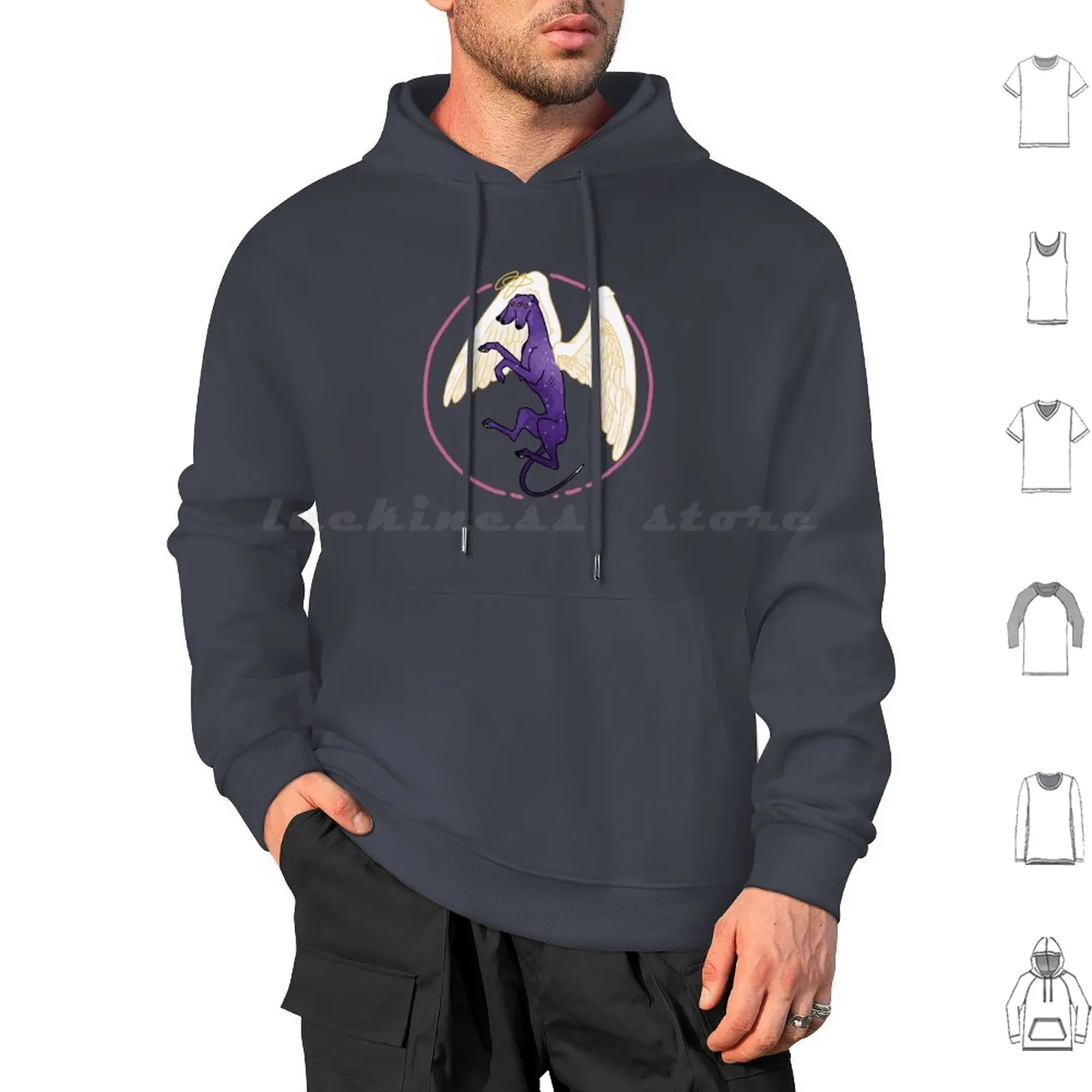 Angel Sighthound Hoodie cotton Long Sleeve Dog Whippet Greyhound Horror Purple Tail Sighthound Puppy