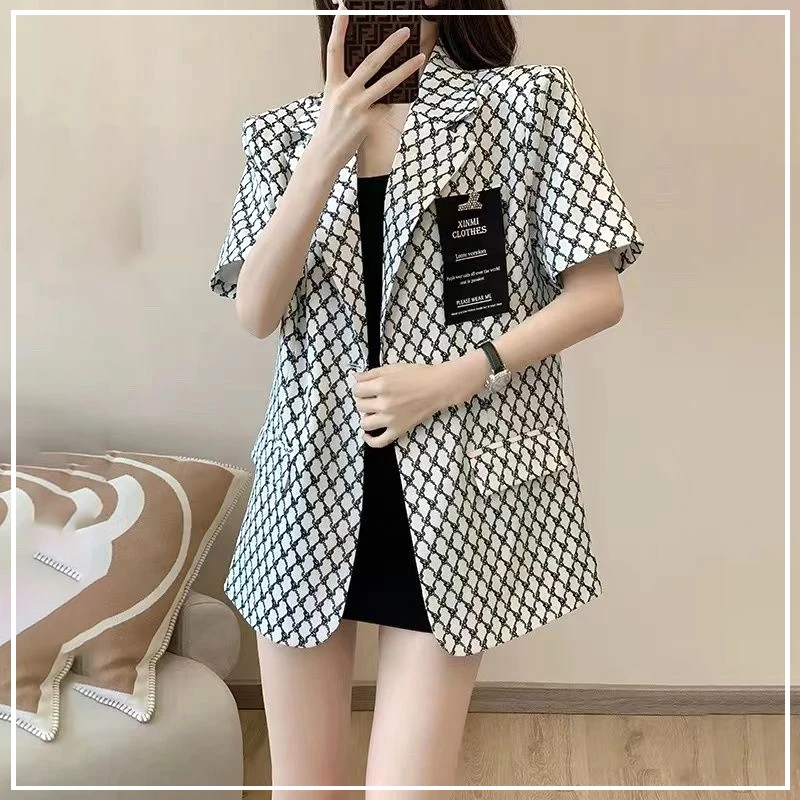 French High-end Goddess Temperament Fashion Leisure Commute Loose Sunscreen One Button Women\'s Suit Short Sleeved Summer 2024