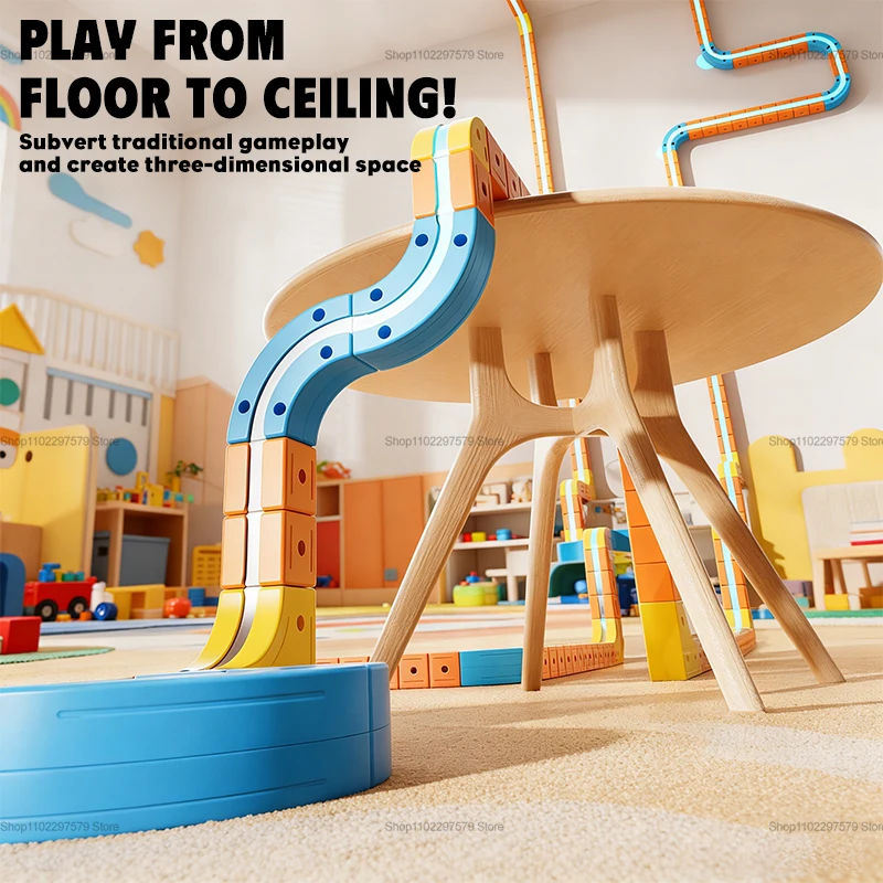 Elektrische Magnetische Bausteine Schienenfahrzeug Kinder-Zauberschienenbahn Labyrinth Lernspielzeug für Kinder Weihnachtsgeschenke