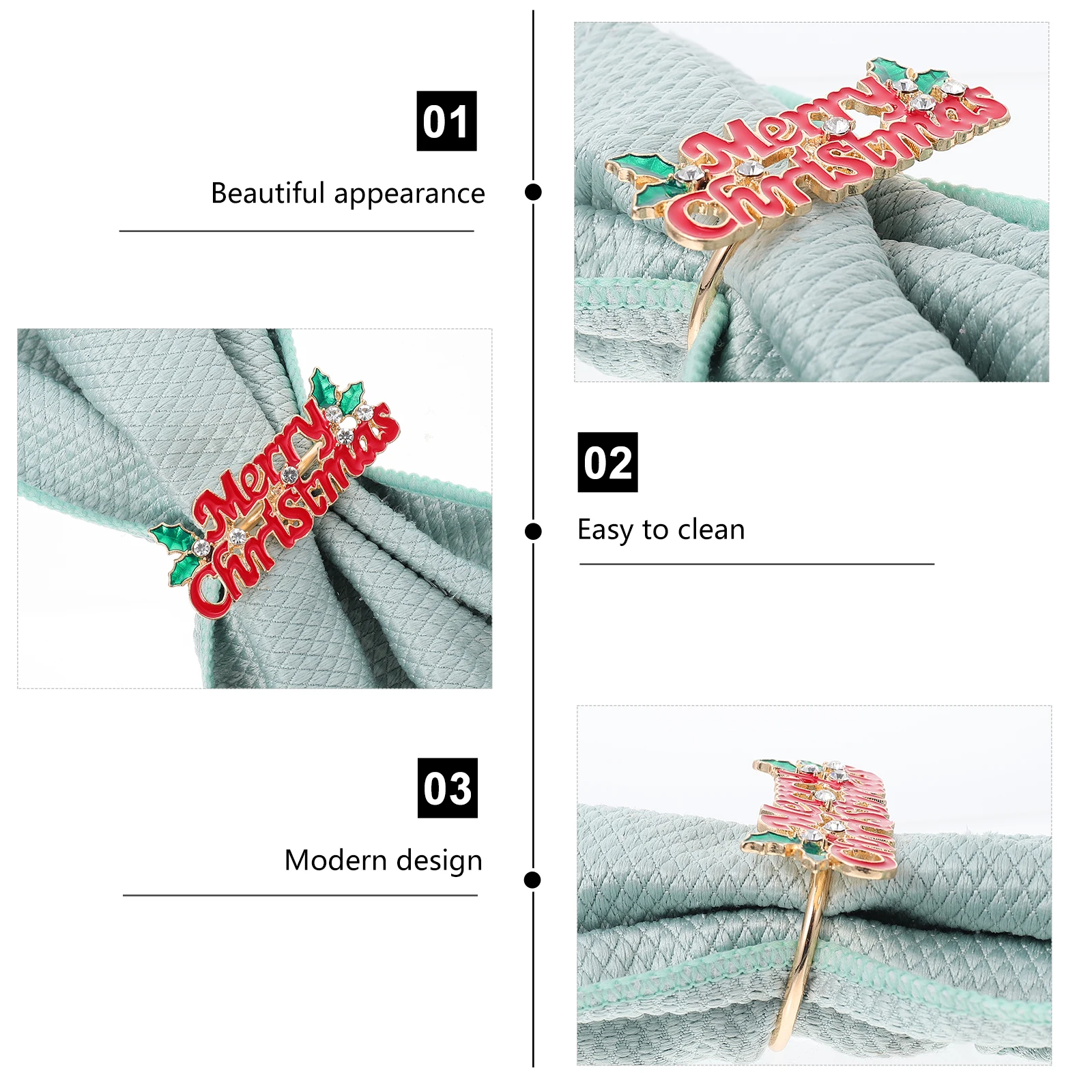 

6 Pcs Napkin Ring Christmas Dining Accessories Holder Metal Rings Buckle Festive Holiday Holders Alloy Modern