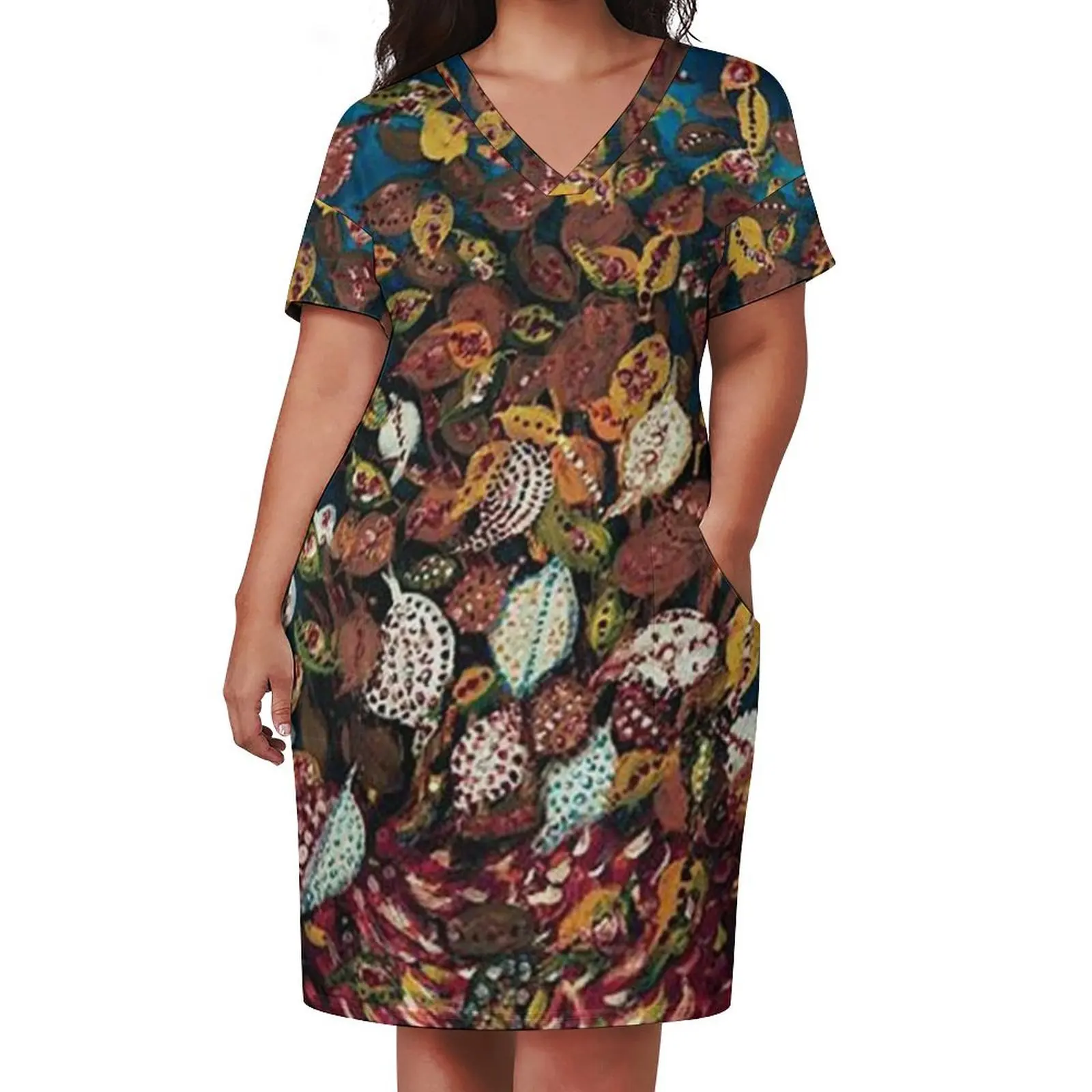 Le Bouquet de Feuilles - Seraphine Louis - Favourite Artists Collection Loose Pocket Dress Woman clothes