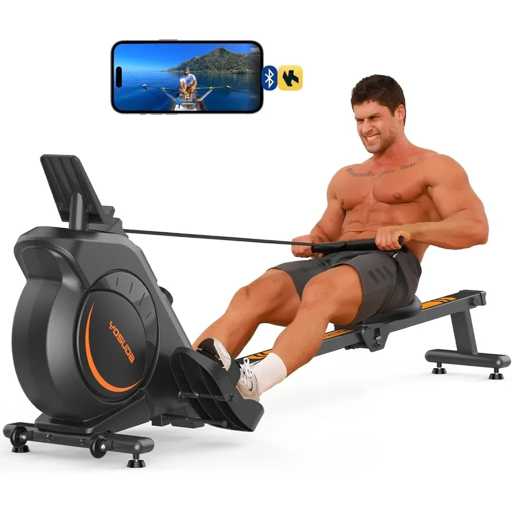 Magnetic/Water Rowing Machine 350 LB Weight Capacity - Foldable Rower for Home Use with Bluetooth,