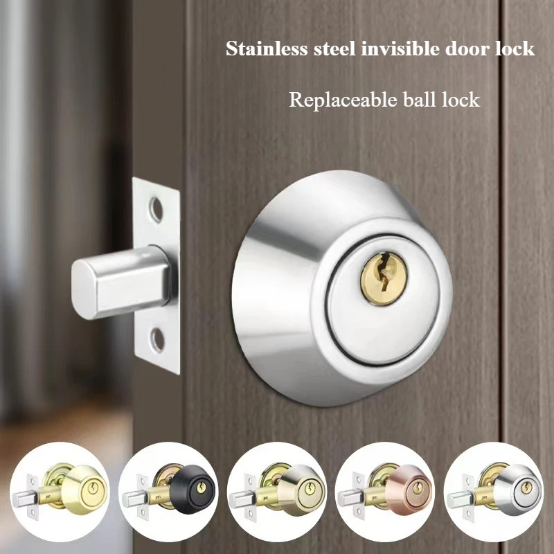 

1pc Invisible Door Lock With Key, Indoor Bedroom Household use Door Bolt,Stainless Steel Channel Anti-theft Safety lock With Key