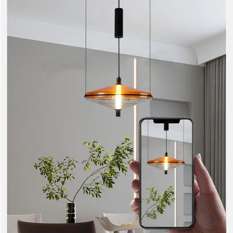 

SANDYHA Stylish Nordic Pendant Light Glass Lampshade for Bedroom Bedside LED Lighting Ideal for Living Room and Dining Table