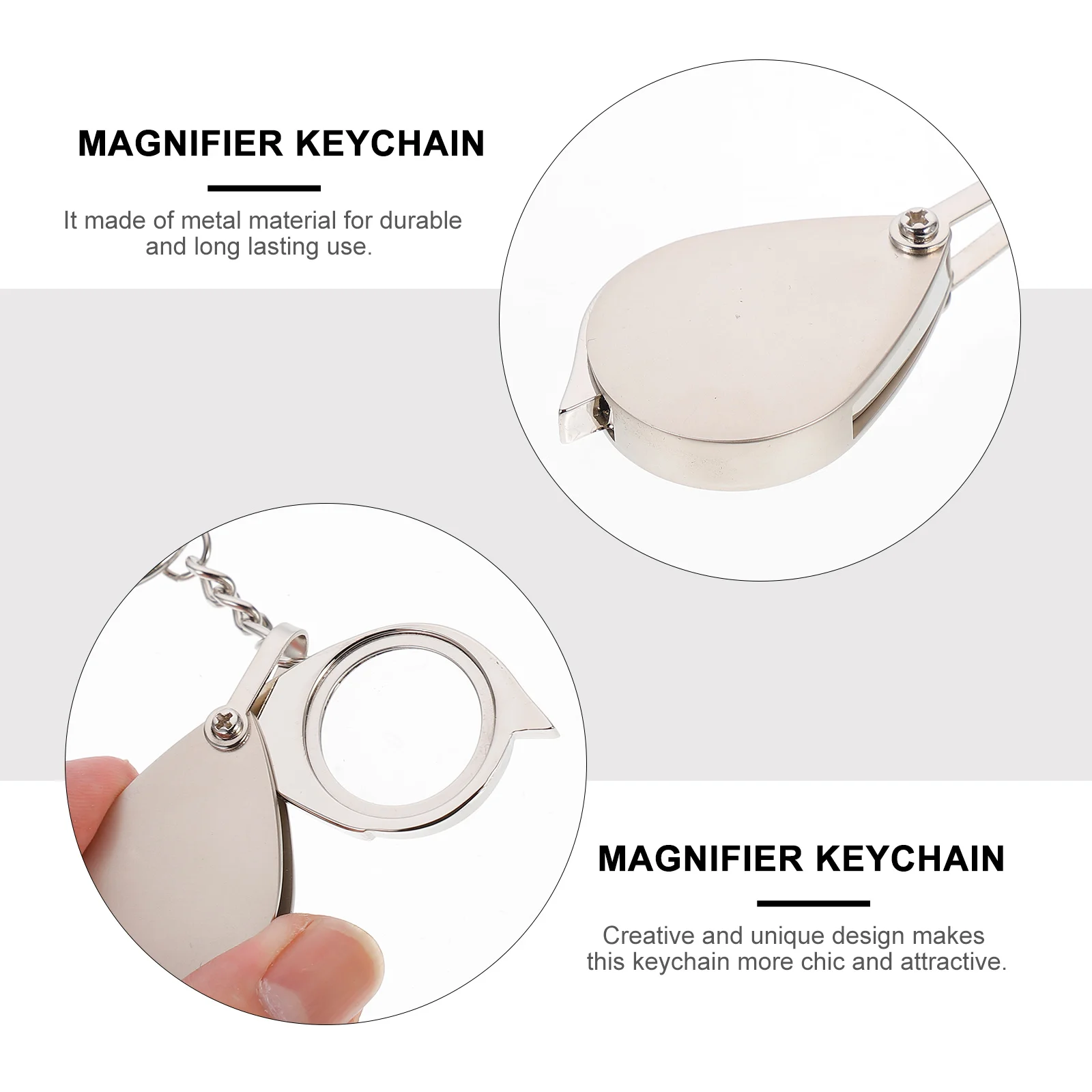 Backpack Keychains for Kids Magnifier Keyrings Mini Foldable Desktop Loupe Silver Child