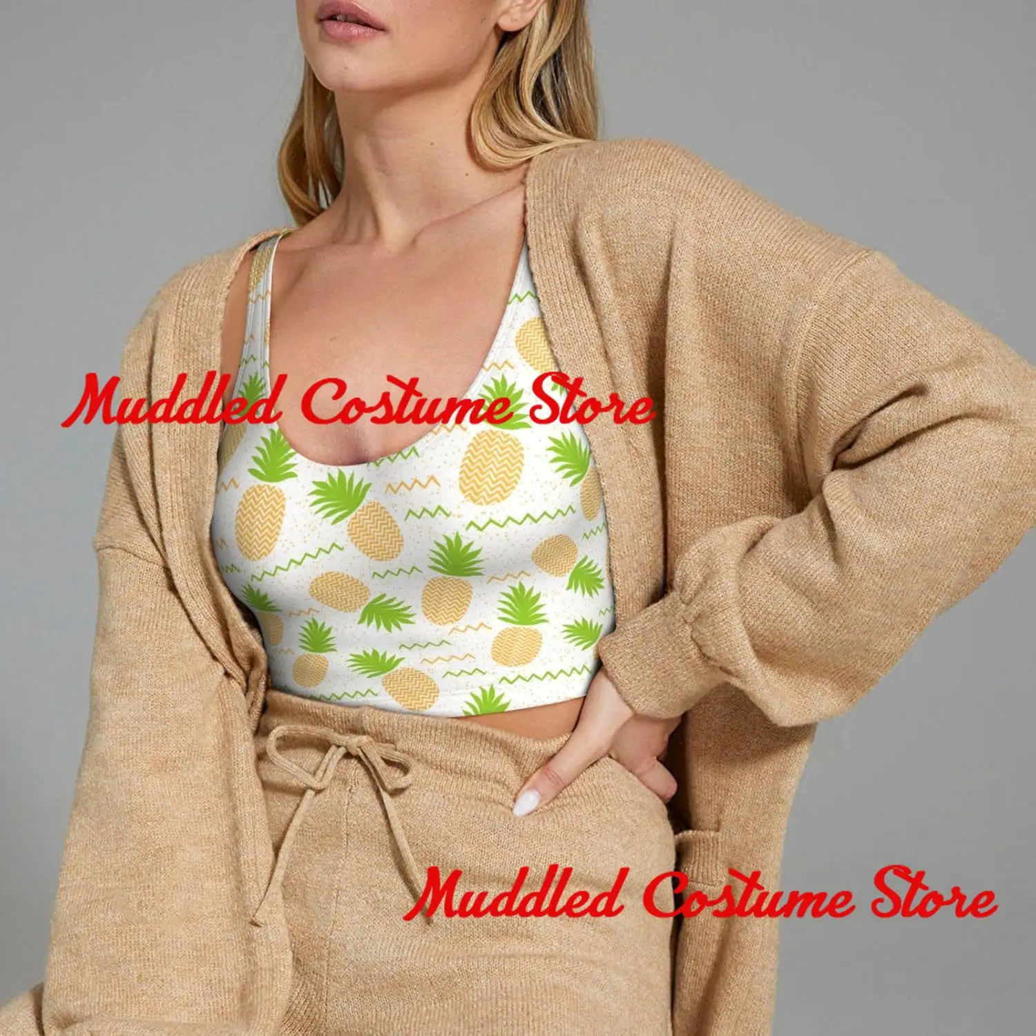 Abacaxi sutiã esportivo feminino colheita superior estofamento colete esportivo de alto impacto regata para yoga ginásio correndo fitness