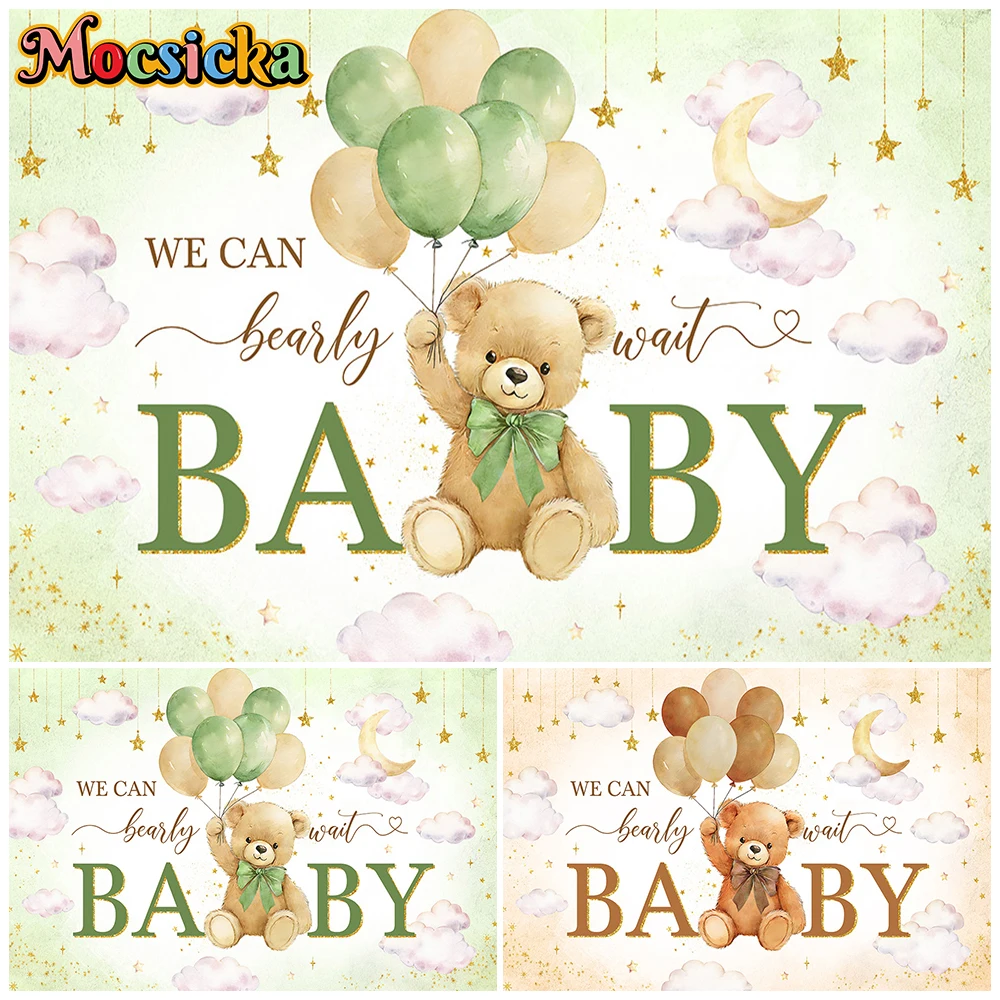

Mocsicka Baby Shower Backgrounds For Photographs Happy Birthday Party Backdrop Bear Decoration Photo Studio Shooting Prop Poster