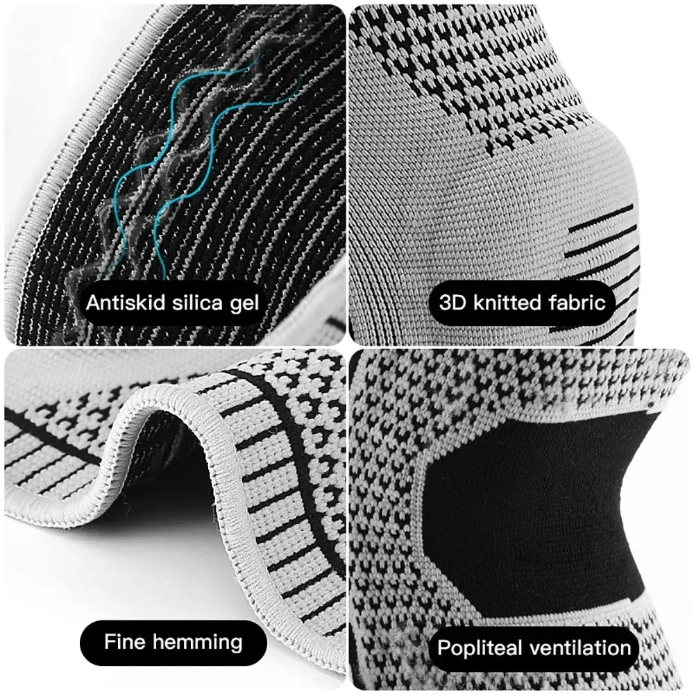 1PC Silicone Knee Pads Strap Patella Medial Support Meniscus Compression Knee Braces for Running Sport Knee Protection
