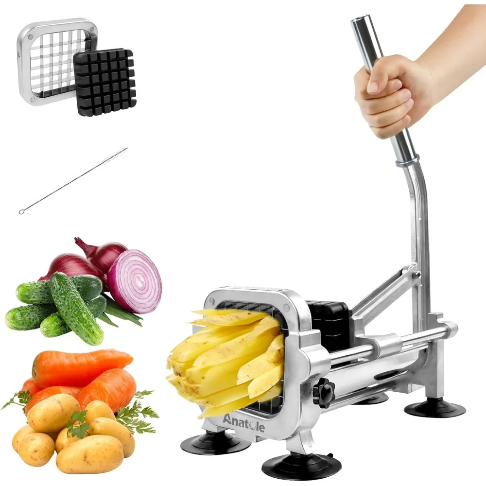 

Stainless Steel Manual Potato Slicer with 1/2'' Blade for French Fries, Veggies Like Onions Carrots Cucumbers