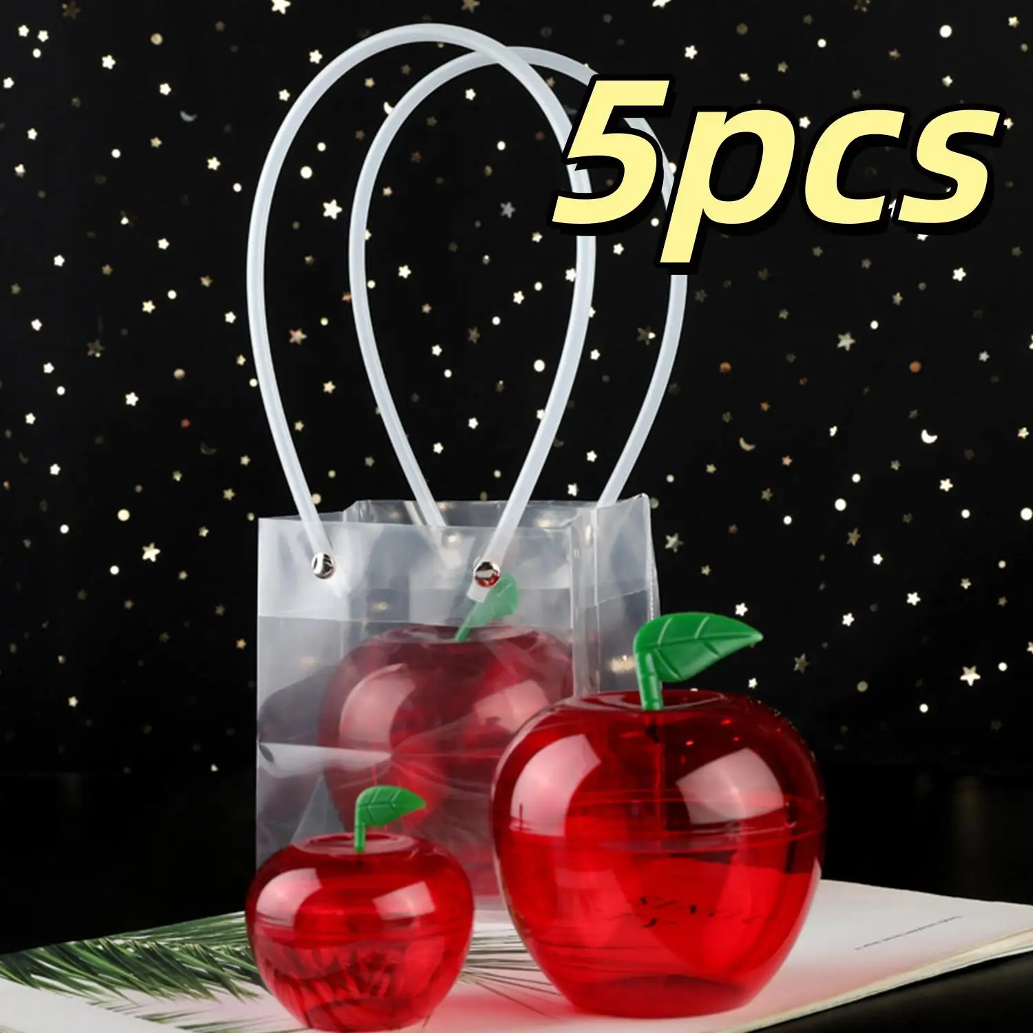 

5 Pcs Wedding Party Candy Box Snack Container Apple Shape Shatterproof Fruit-Shaped Candy Case Christmas Party Decoration