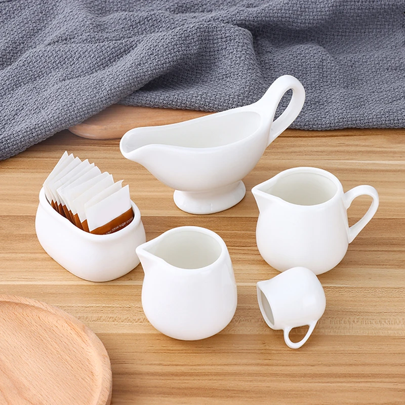 50/100/160/220ml Ceramics Seasoning Jar Creamer Container Cup Tableware White Kitchen Tools Sugar & Creamer &Milk Pots Pitcher