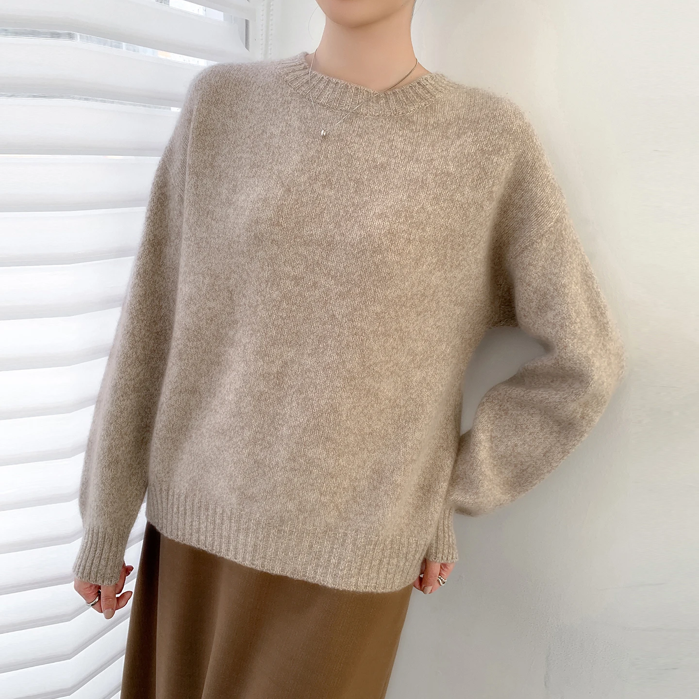 

Женский мягкий свитер из 100% мериносовой шерсти с круглым вырезом, утепленный теплый кашемировый вязаный пуловер, одежда, топ на осень-зиму