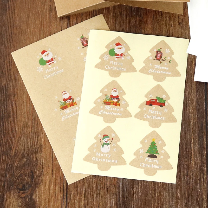 6 Set Merry Christmas Fold Greeting Cards With Envelopes Navidad New Year Art Paper Postcard DIY Gift Card Xmas Party Decoration