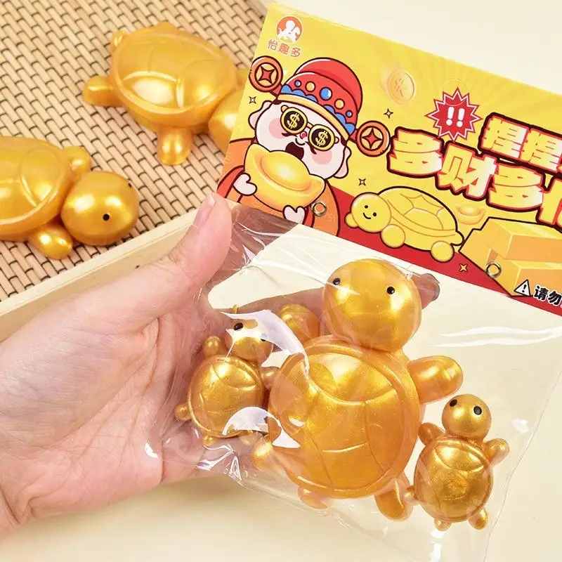 Golden Turtle Squeeze Toy Slow Rebound Stress Relief Soft Stretchy Anxiety Relief Fidget Toy For Kid Adult Office Decompression