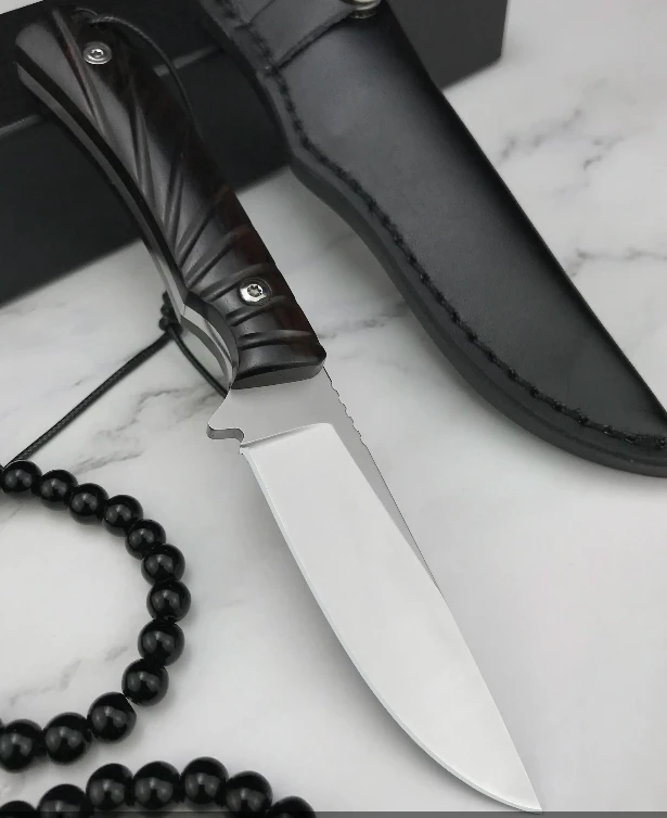 Deutschland arno Hohe Qualität Feste Klinge Messer 5CR13MOV Klinge Ebenholz Griff Outdoor EDC Überleben Camping Wandern Jagd Werkzeug