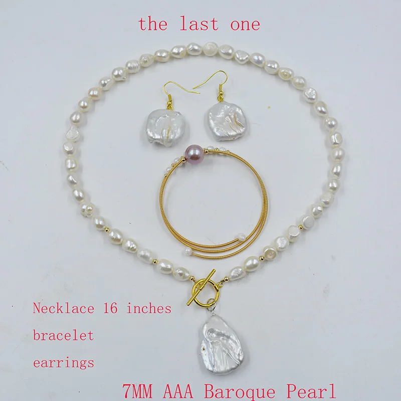 6mm Natural Gray Tahiti Baroque Pearl Necklace  45CM