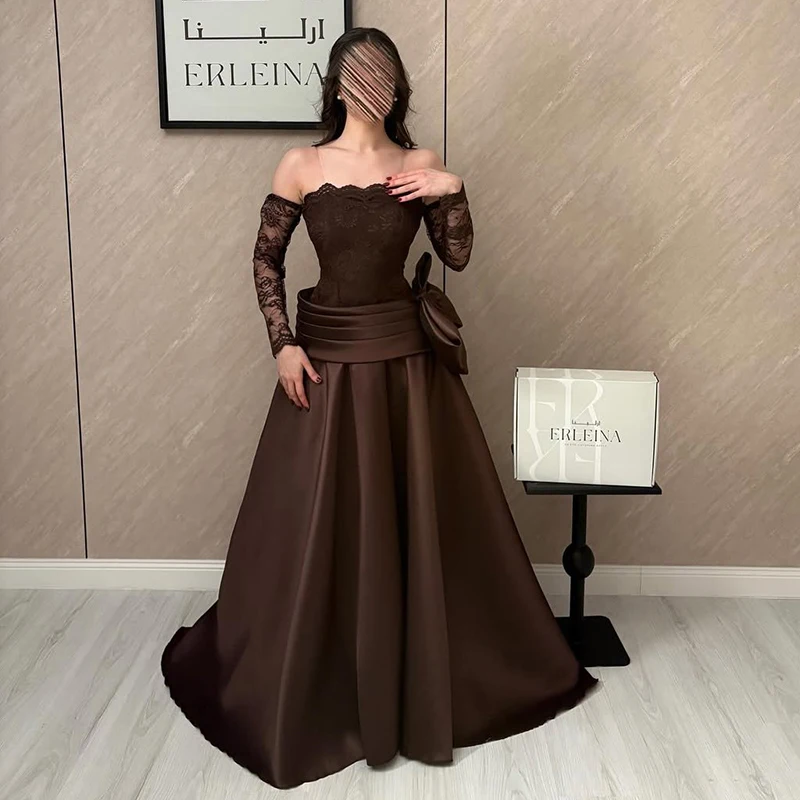 

Thinyfull Saudi Arabia A-Line Prom Dresses Strapless Long Sleeve Evening Dress Formal Night Cocktail Party Prom Gowns Customized