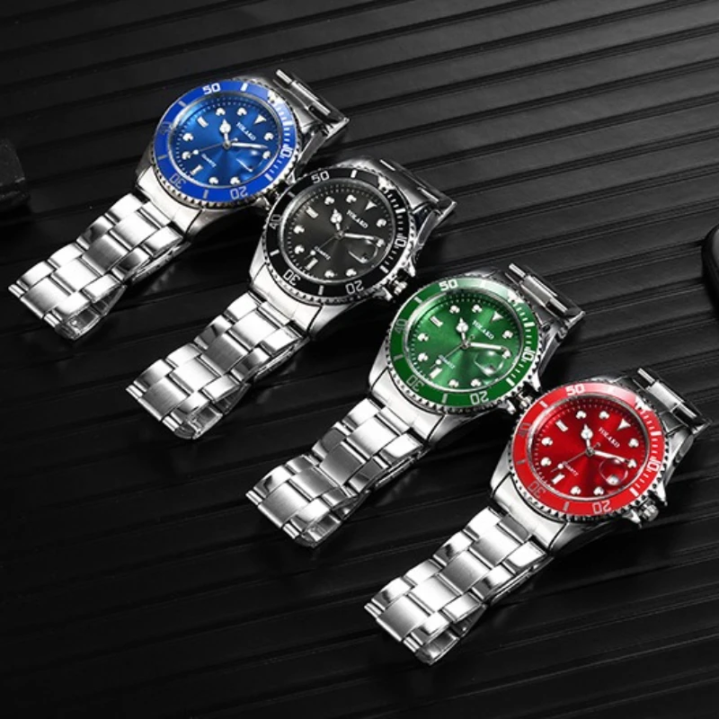 أزياء الرجال ووتش عارضة ساعة الأعمال الفاخرة الرجال الكوارتز ساعات المعصم التقويم الأخضر المياه ووك شبح الرياضة الرجال ساعة اليد