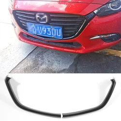 For Mazda 3 Car Grille Trim Strip 2016 2017 Front Bumper Full Star Racing Grills Cover Black Carbon Fiber Look Refit Accessories