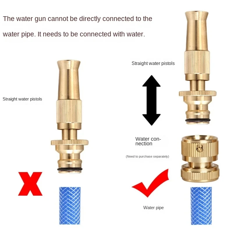 Spray Nozzle Water Gun Brass High Pressure Direct Spray Quick Connector Home Hose Adjustable Pressure Garden Sprinkler image 5