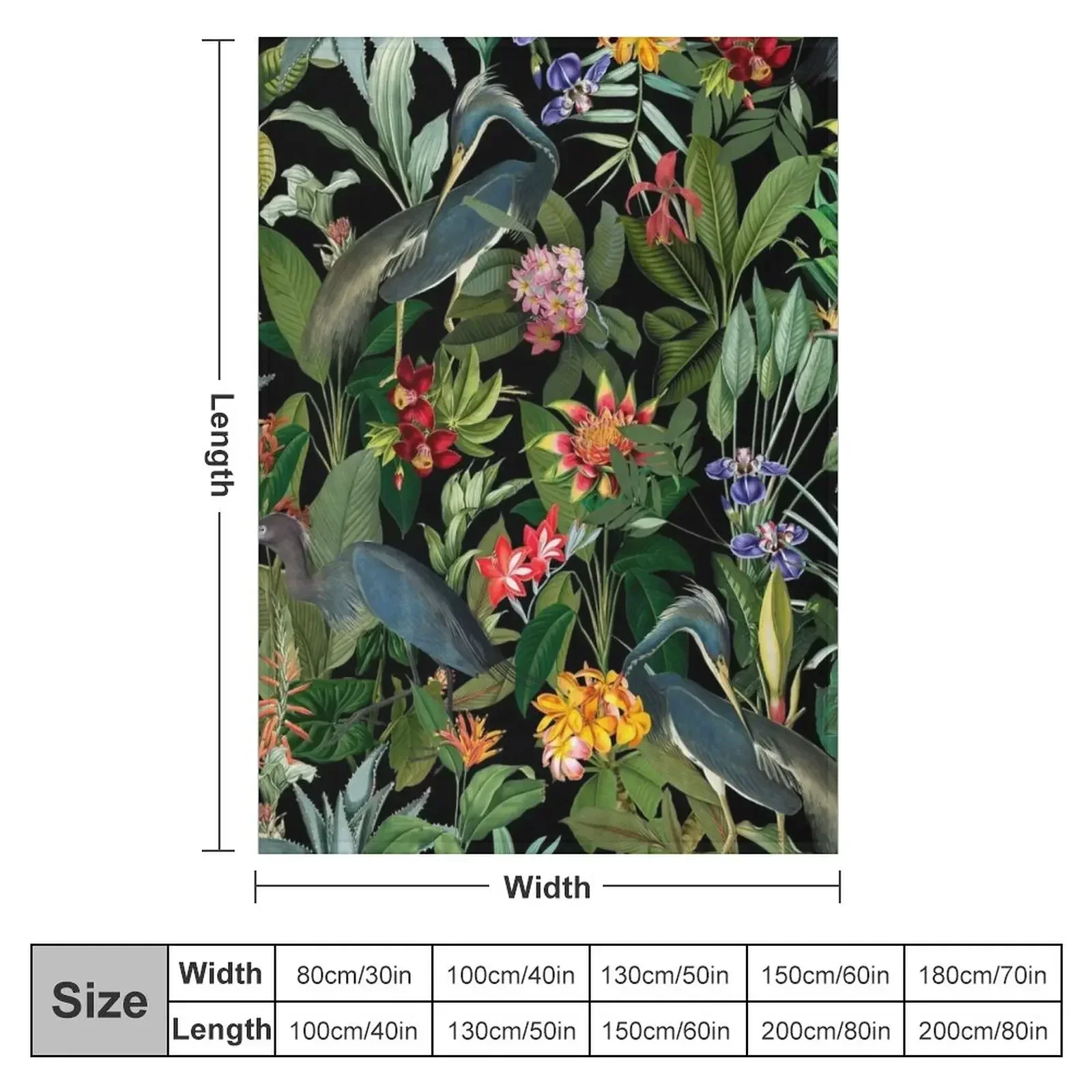 Vintage Pattern - Blue heron and tropical flowers Throw Blanket Softest Extra Large Throw Hairy Thermals For Travel Blankets