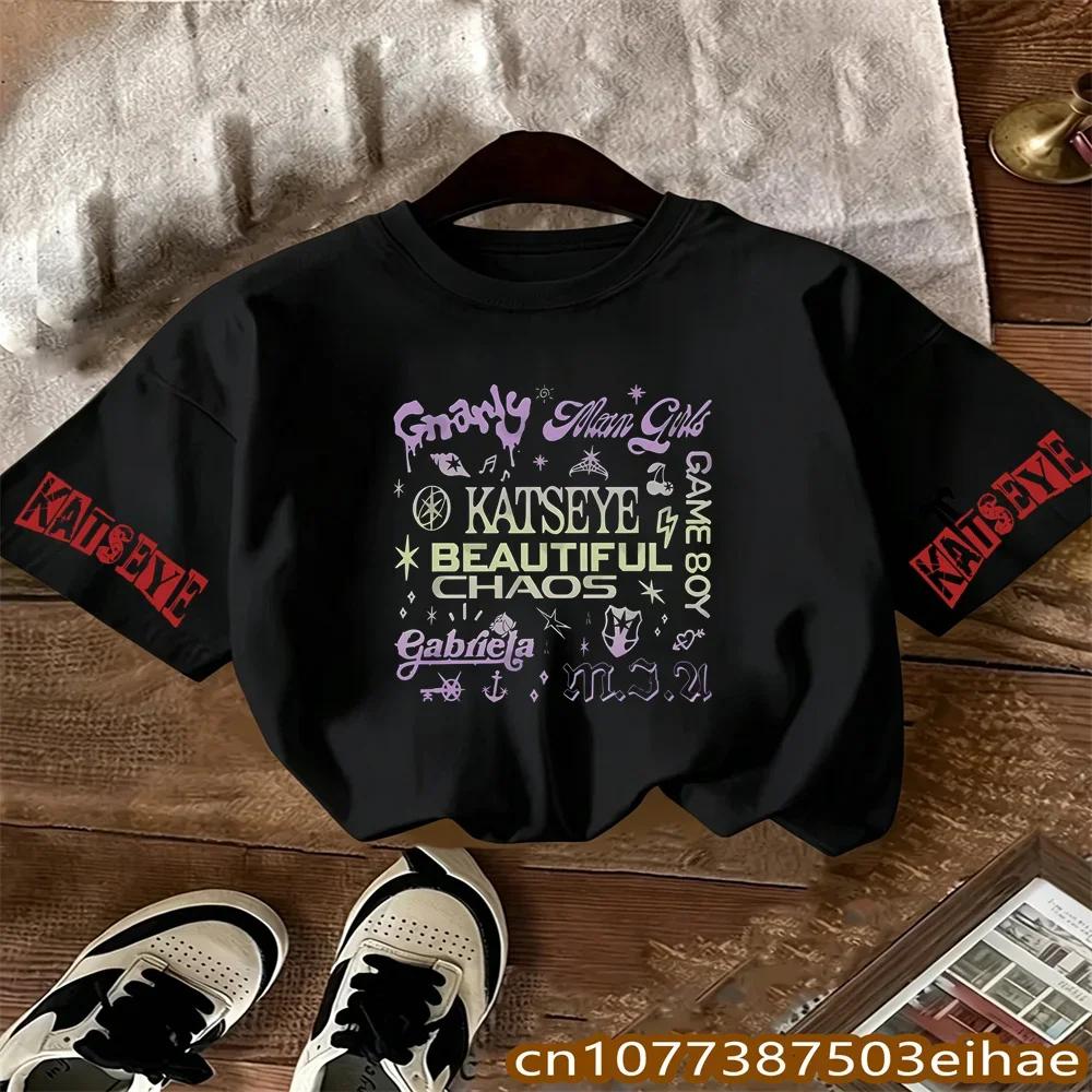 Summer Essential KATSEYE Girl Group Character Print Pure Cotton Tee Casual Y2K Trendy Design Boys Girls Fashion Top Girl Gift