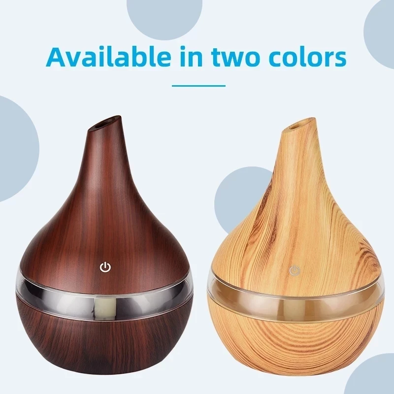 300 مللي رائحة فواحة عطور فوق سمعيّ خشب حبة مرطب USB ضباب خفيف صانع مصباح ليد