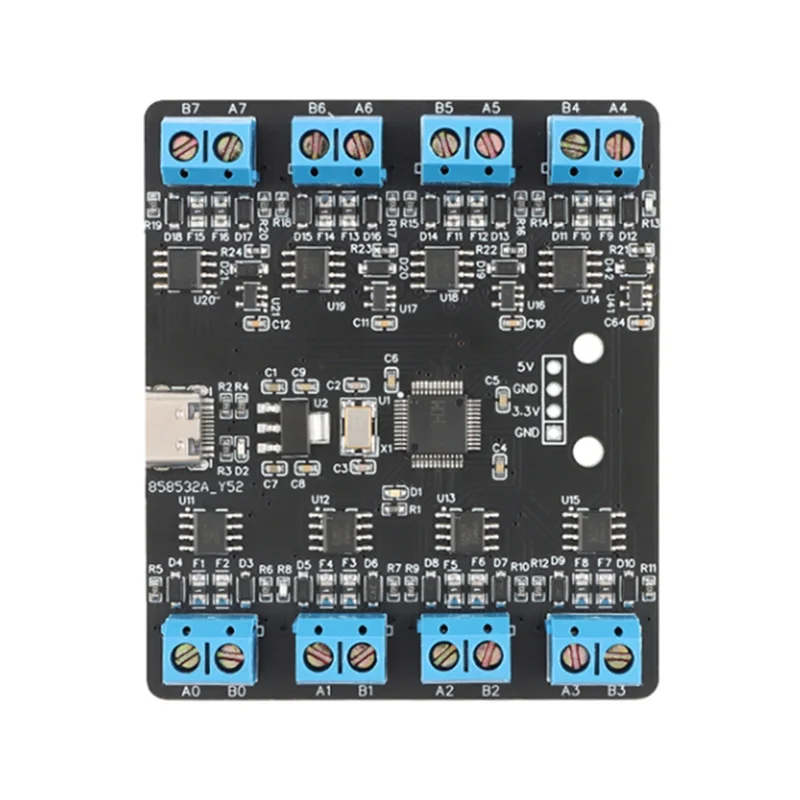 AC57-USB To 8 Channel Way RS485 Serial Port Board Type-C To 8 Way RS485 Multi-Channel Uart Hub RS485 Module