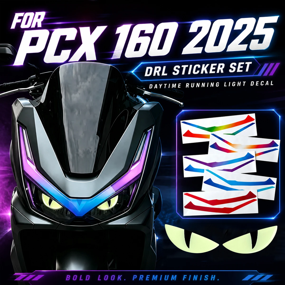 For PCX160 PCX 160 2025 Transparent Motorcycle Headlight Film Sticker Moto Scooter Daytime Running Light Vinyl Accessories Decal