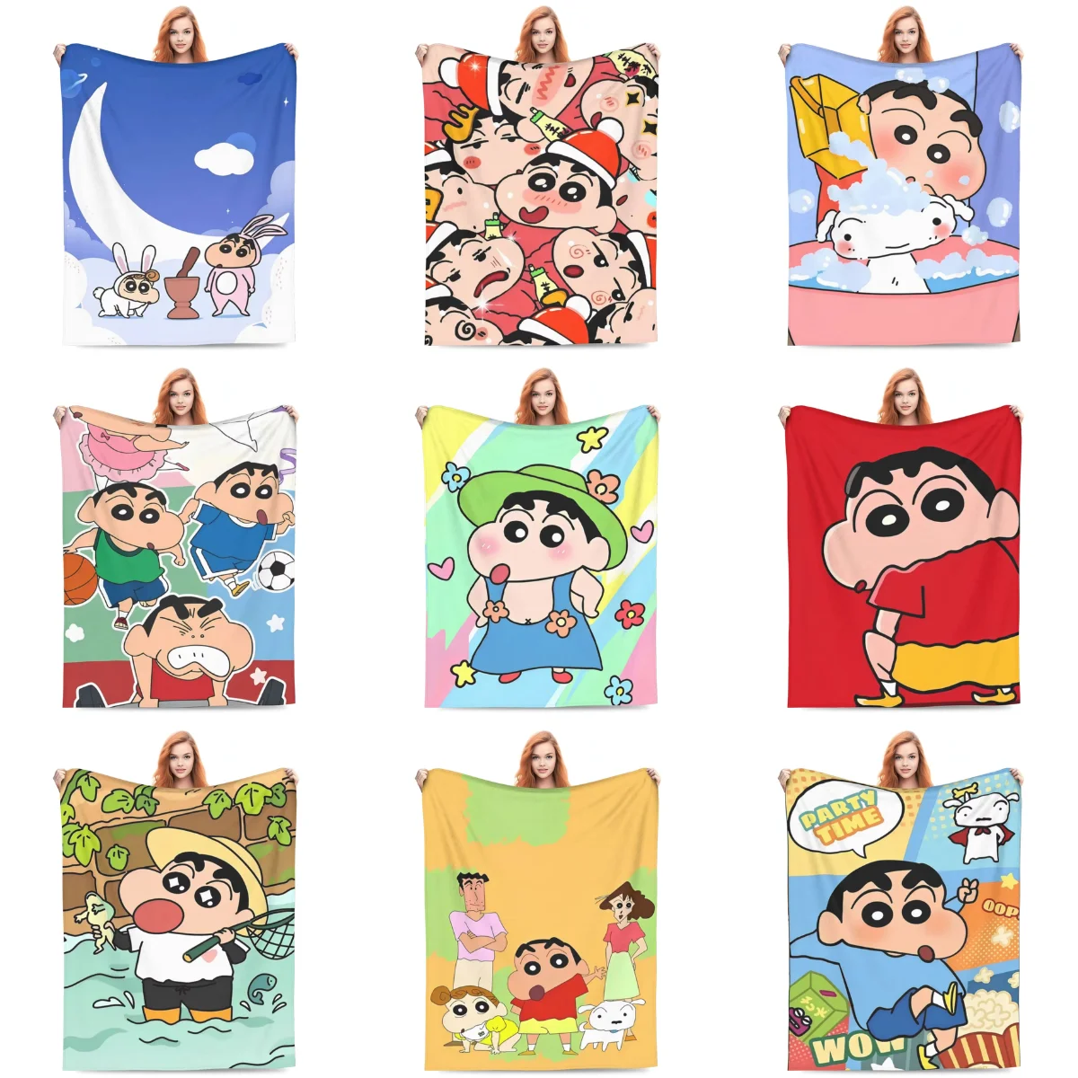 Soft Warm Blanket Camping Crayon Shin-chan Miniso Christmas Bedding Flannel Bedspread For Home Decor Comfortable Sofa Bed Cover